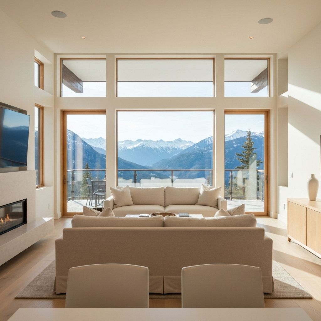Clean luxury Whistler chalet living room